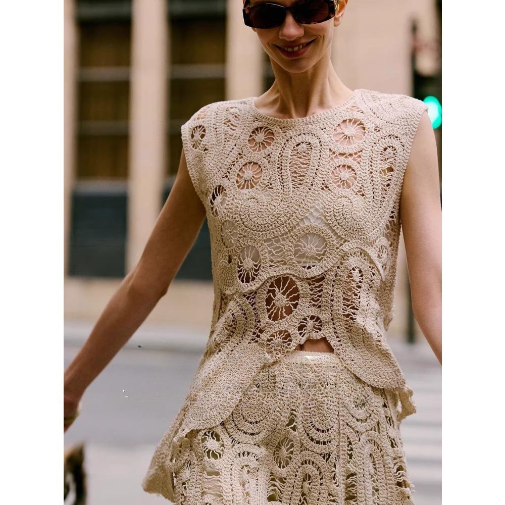 DIMANAF 2026 New Summer Women Vest T-Shirt Sleeveless Basic Fashion Tops Lace Tees Casual Loose Green Tees 255
