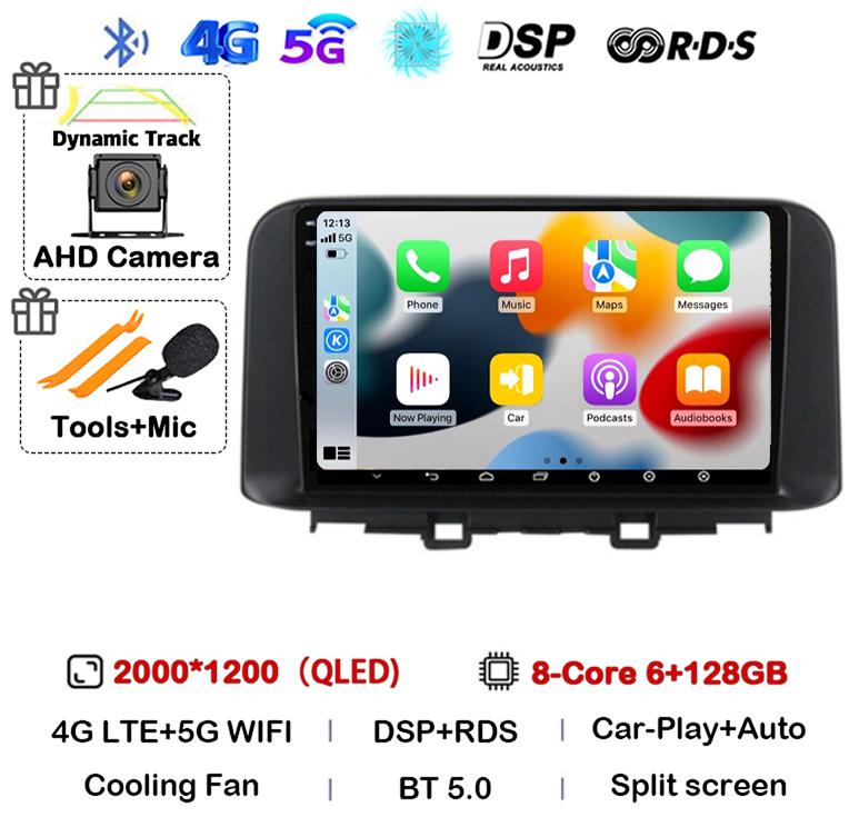 Android 14 Carplay Auto Car Radio Stereo For Hyundai Encino Kona 2018 2019 2020 2021 2022 GPS Multimedia Video Autoradio Player