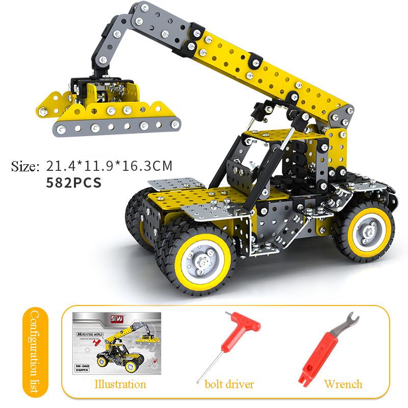 DIY Metal Assembly Engineering Car Alloy Screw Nut Assembly Building Block Forklift Motorcycle Model Children Toy Adult Gifts