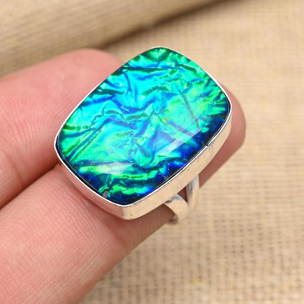 Blauer australischer Triplet-Opal-Edelstein-handgefertigter Schmuckring aus 925er Sterlingsilber