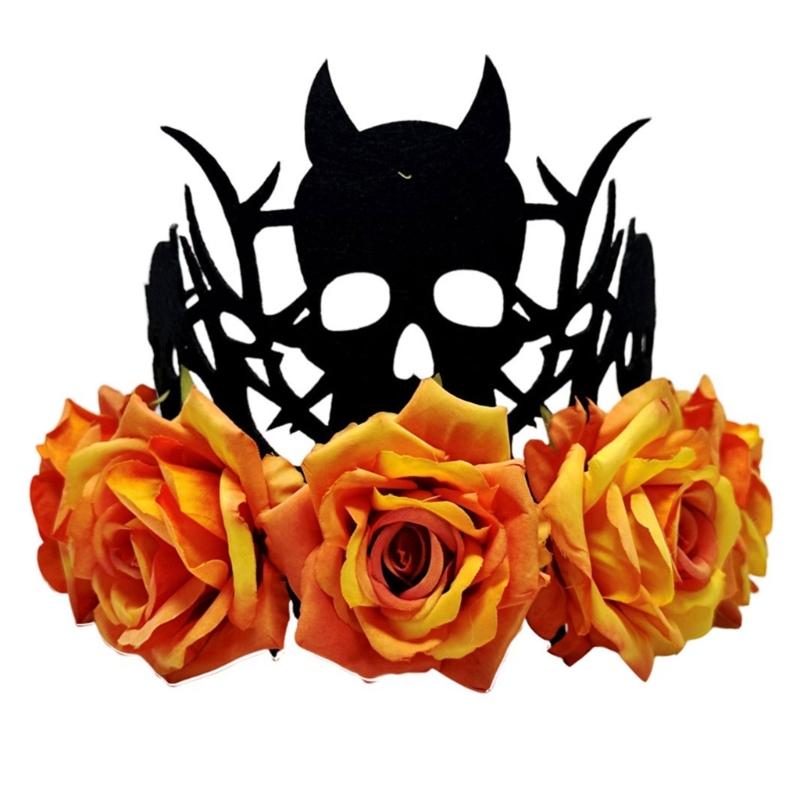 

Reusable Rose Flower Witch Crowns Halloween Party Headwear Lightweight Child Costume Decoration