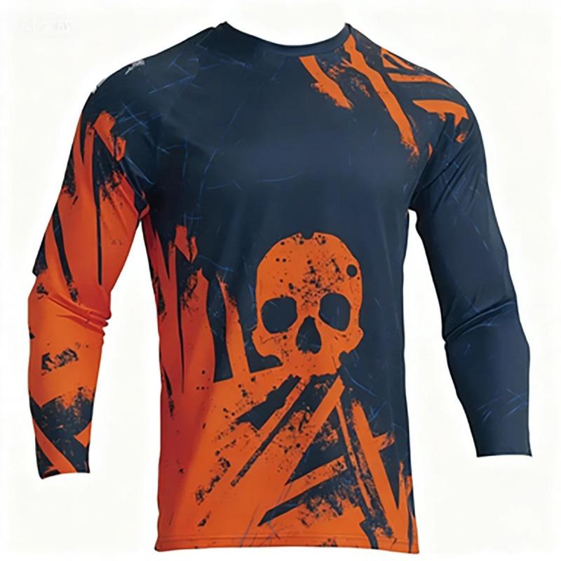 Men Long Sleeve T Shirt Motocross Mountain Bike Cycling Outdoor Fishing Sports Casual Top Breathable Loose Fit