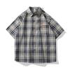 Men S Short Sleeve Plaid Loose Casual Vintage Fashion Shirt