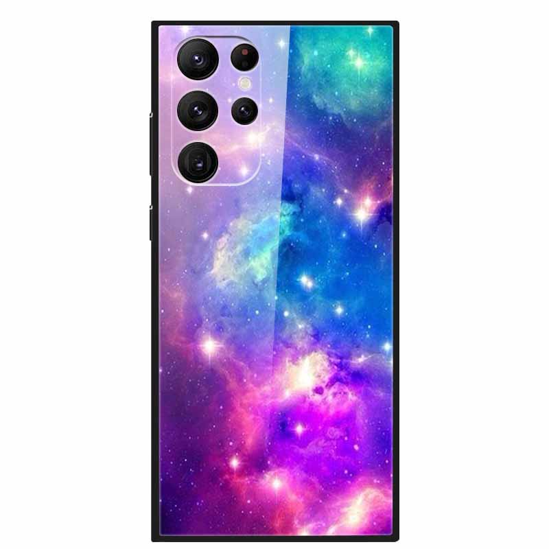 Gehärtetes Glas Cover Für Samsung S23 Ultra 5G Hülle S 23 Luxus Hartes Funda für Samsung Galaxy S23 Plus Ultra 5G Bemaltes Coque S23