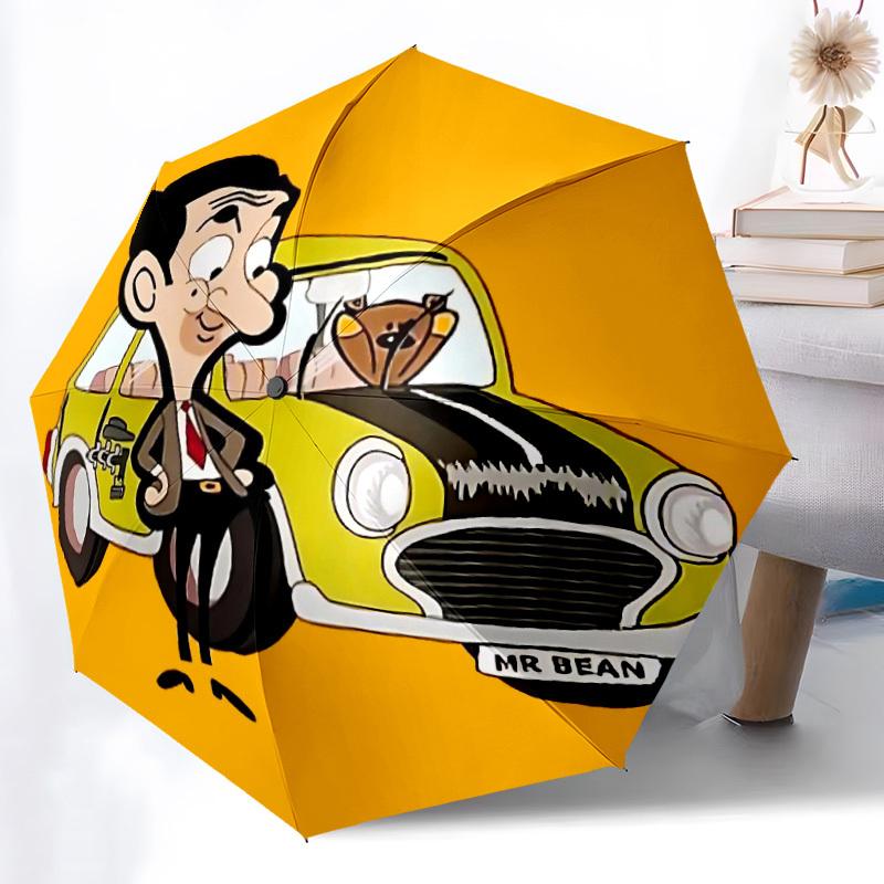1 Pezzo Mr Bean Apertura/Chiusura Automatica, Telaio Resistente a 8 Stecche, Ombrello Compatto da Viaggio per Uomo e Donna S1222012