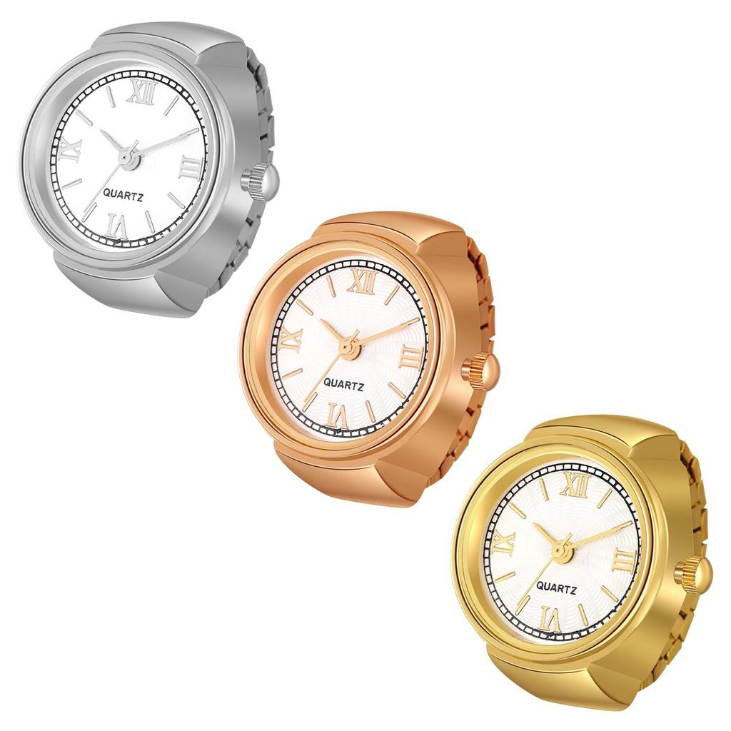 Novelty Finger Ring Watch Elastic Band Roman Numberals Quartz Watches Men Women