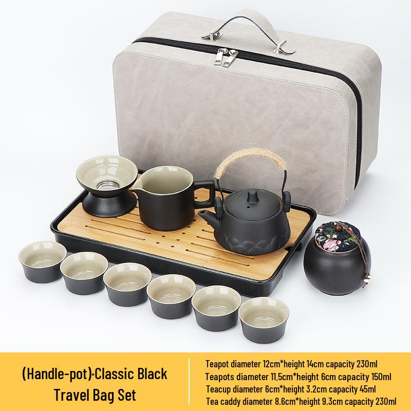 Portable Kung Fu Tea Set with Tray - Ideal for Outdoor Travel and Home, Perfect as a Chinese Business Gift