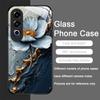 Elegant Lotus Artistic Flower Pattern Tempered Glass Phone Case for Oneplus 13 R 12 11 10 9 Nord CE4 3 2 Lite ACE3 Pro 5G Cover