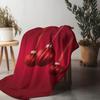 Tuniu Plush Red Christmas Ornament Throw Blanket Sofa Bed Room Decorative Soft Warm Throw Blanket
