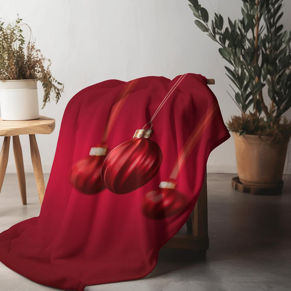 Tuniu Plush Red Christmas Ornament Throw Blanket Sofa Bed Room Decorative Soft Warm Throw Blanket 75x90cm