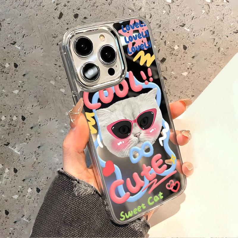Mobile Phone Cases for iPhone 11 13 XR 15 Pro Max 12 14 Pro Max Case iPhone 16 XS Max Mirror Protective Case Mirror Exquisite Cartoon Waterproof