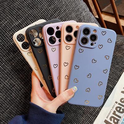 Ottwn Fashion Candy Color Love Heart Phone Case For iPhone 13 Pro Max 14 Pro Max 11 12 Pro X XR XS Max 7 8 14Plus Soft TPU Cover