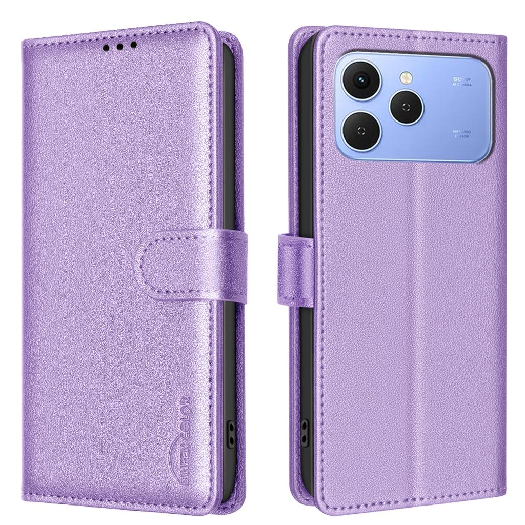 For TECNO Spark 40 4G Leather Case BINFEN COLOR BF32 Wallet RFID Blocking Phone Cover