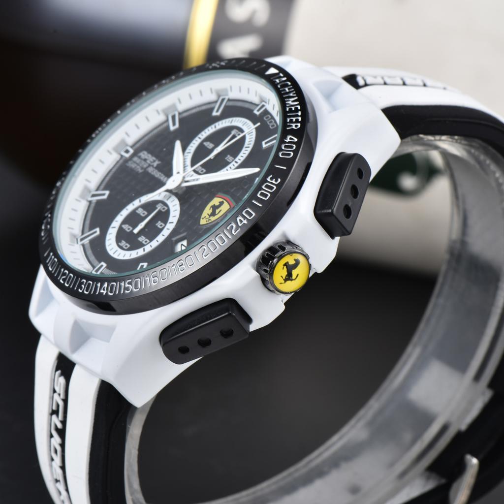 Ferrari Logo Large Dial Clock Rubber Strap Luxury Men's Quartz Watch For Ferrari F430 Stradale 458 488 599 612 FF F12 F1 Charles