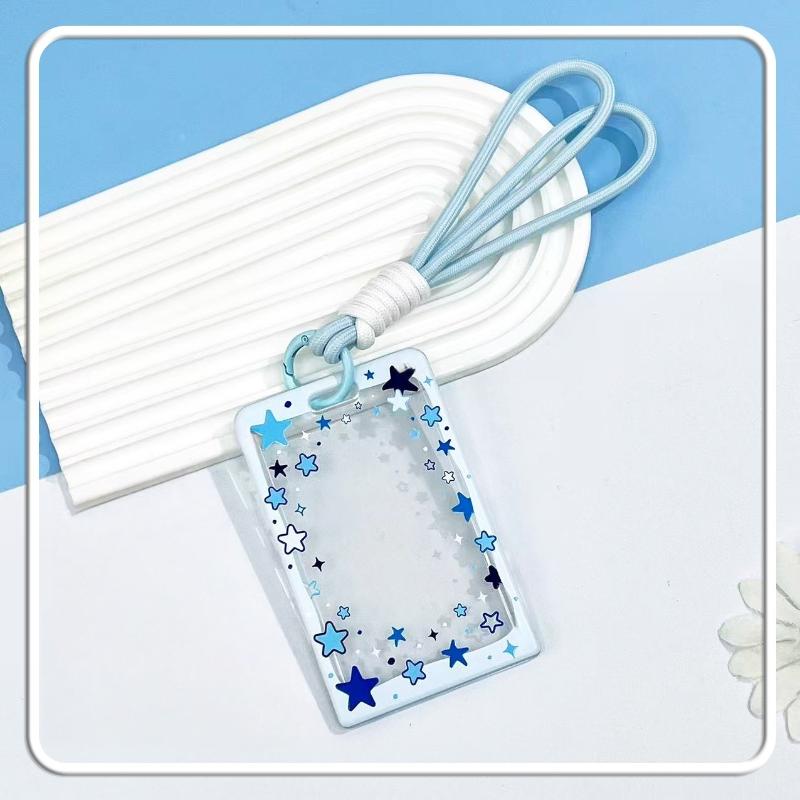 Star Sliding Cover Card Holder Transparent Portable Id Protector Kpop Photocard Photo Case Student School Card Bus Card Holder