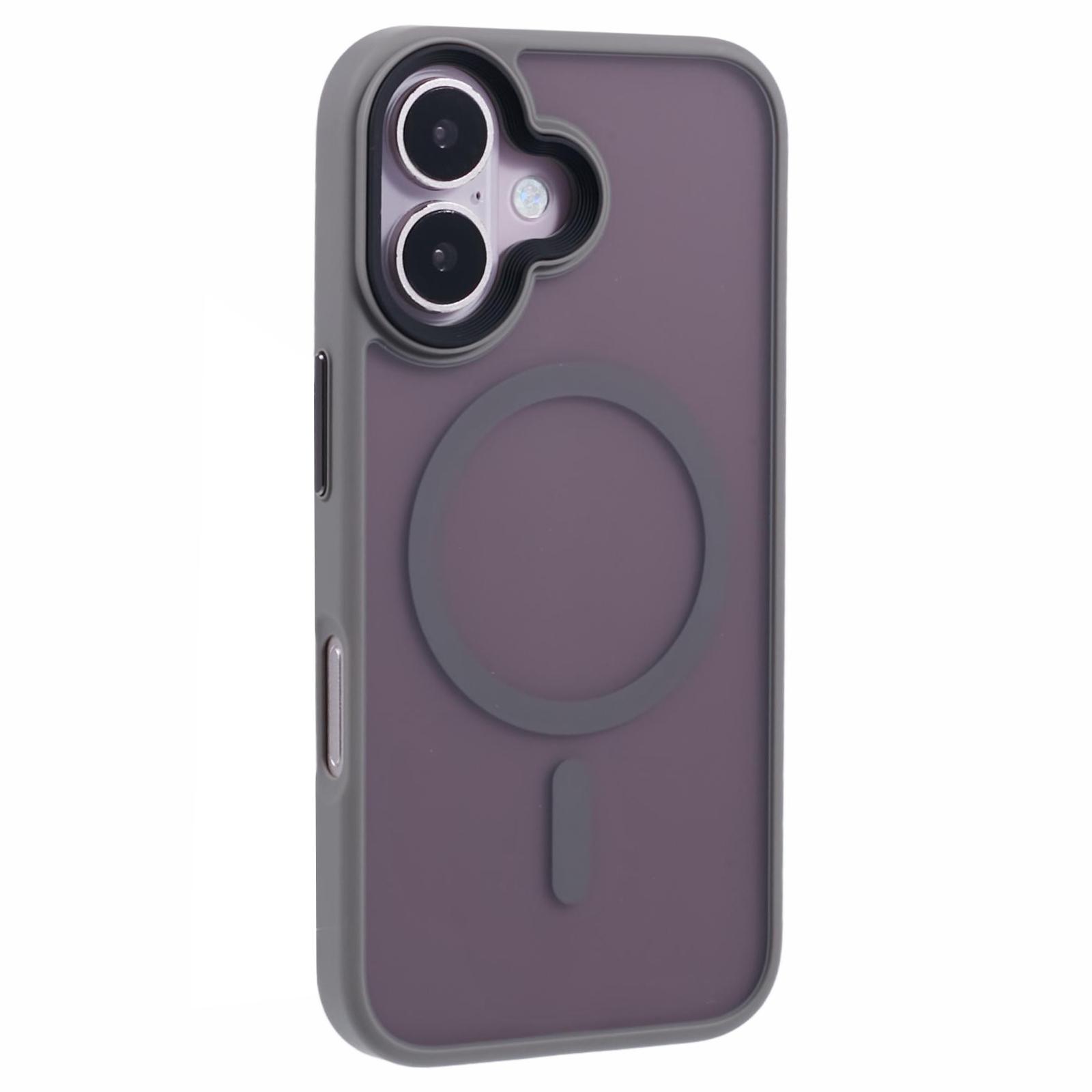

For iPhone 16 Plus Case Compatible with MagSafe TPU+PC Rubberized Finish Phone Cover Grey