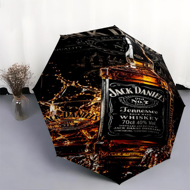 Parapluie Automatique Jack Daniel's Tennessee Whiskey - Parapluie Portable Adapté au Voyage en Plein Air Cadeau d'Anniversaire Indispensable Quotidien