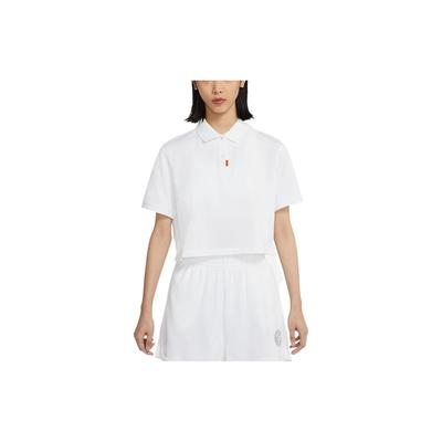 Einfarbiges Poloshirt Damen Oberteile Weiß DC3427-100