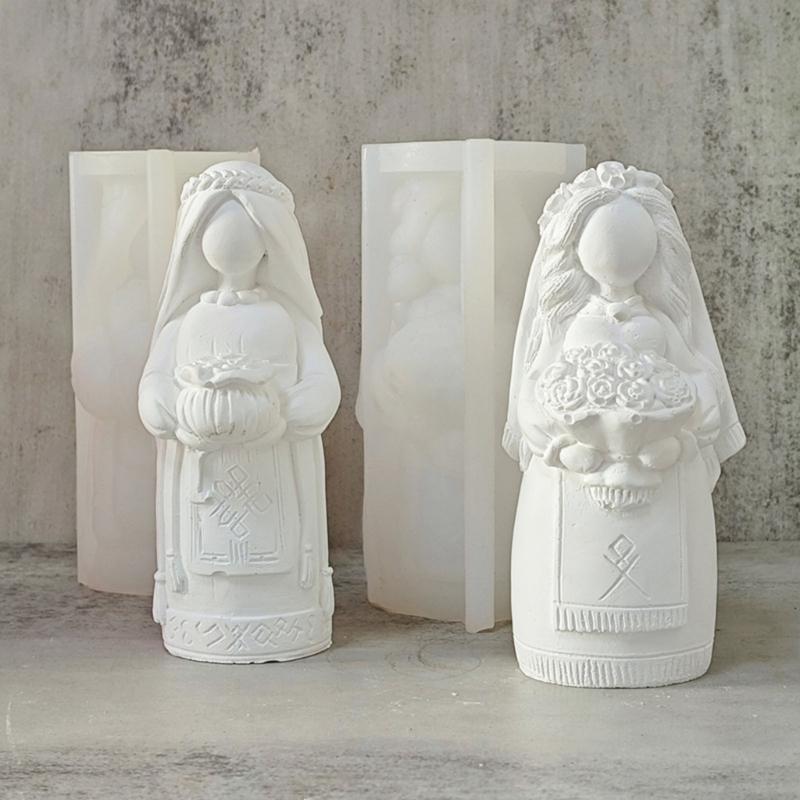 Bride Silicone Molds Hand-Making Supplies Home Ornament Moulds for Crafting Unique Candle Soaps and Decorative Items