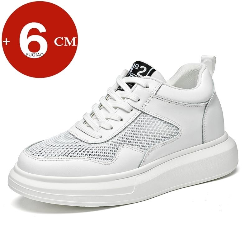 

Модная дышащая обувь с перфорацией для мужчин, летние кроссовки на платформе, увеличивающие рост, стельки-лифты 6~7 см, толстая подошва, повседневная спортивная 41