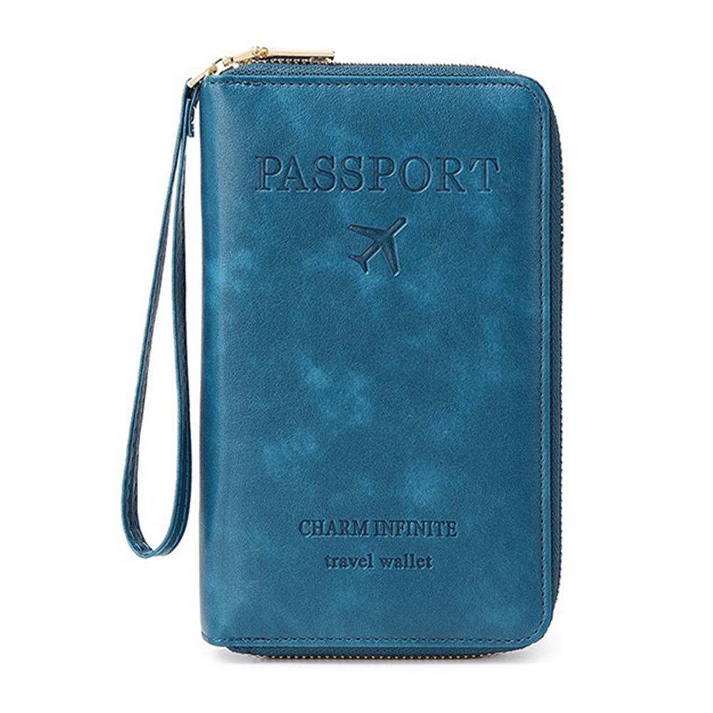 RFID Blocking Passport Holder Covers Case Anti-Theft Travel Wallet Multi-Pockets Zipper Wallet Leather Unisex Travel Accessories