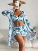 Mingyi European Mesh Blouse & Sexy Leg-Length Pants Three-Piece Swimsuit