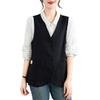 Women's V Neck Sleeveless Linen Blend Waistcoat Oversized Loose Button Down Vest Vintage Retro Pocket Layering Gilet Spring Summer Casual Outerwear