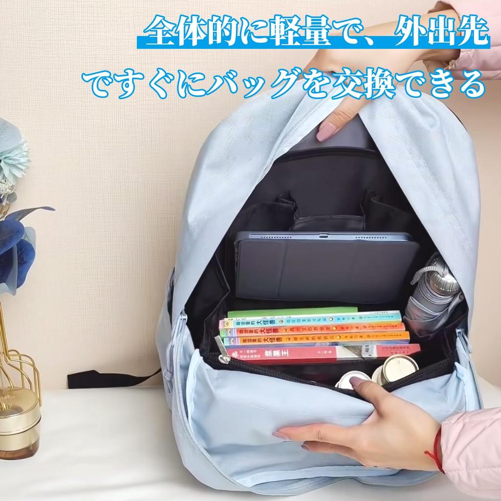 Yowodana Bag-in-Bag Backpack, Vertical Design, 14 Pockets, Inner Bag, Dividers, Lightweight, Waterproof Storage Bag, Large Capacity, Organizing and