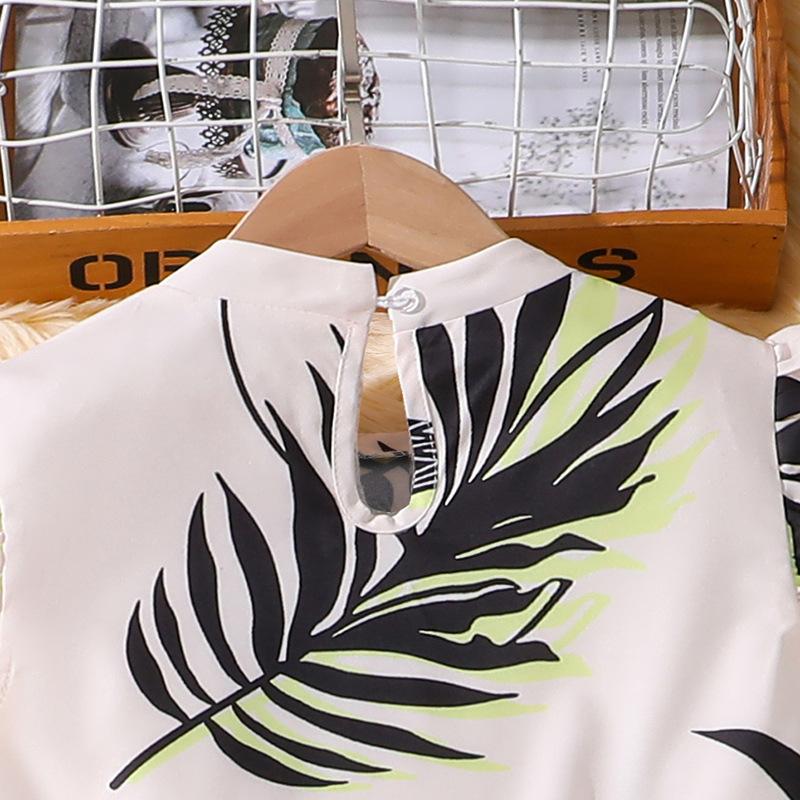 Kinder Mode Kleid Sommer Mädchen Süß Kurzarm Bedrucktes Kleid