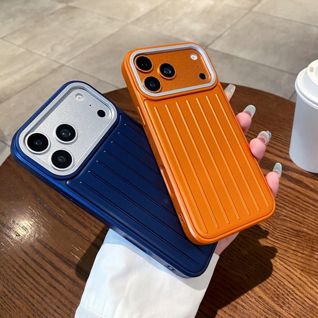 Ribbed Corrugated Suitcase Stripe Soft Silicone Phone Case For Apple iPhone 17 16 15 14 13 Pro Max Solid Color Shockproof Cover