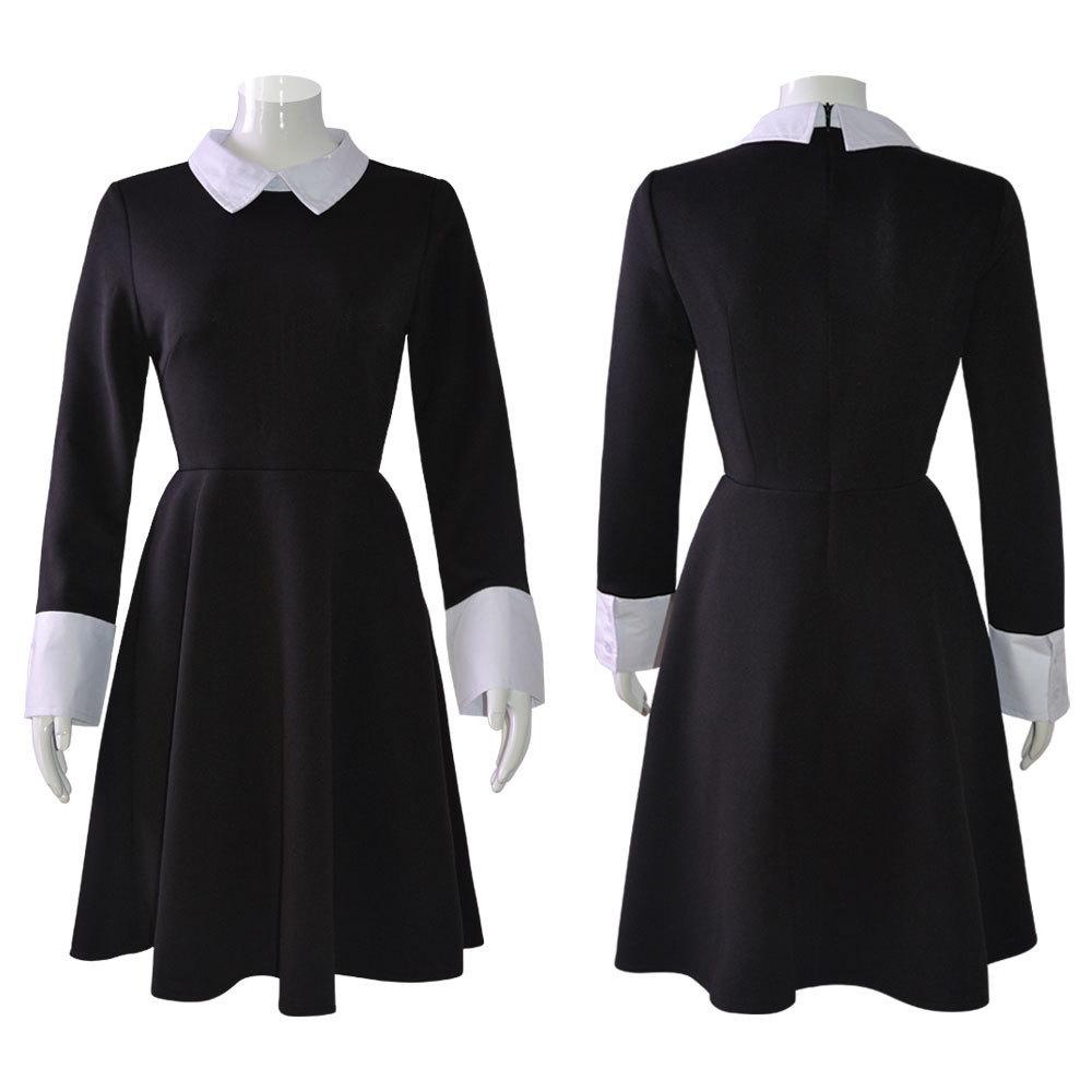 Wednesday Addams Black Dress for Women Girls Halloween Cosplay Costume