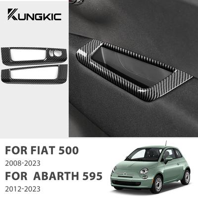 For Fiat 500 Abarth 595 695 2008-2023 ABS Carbon Fiber LHD Car Rearview Mirror Adjustment Window Button Switch Storage Sticker