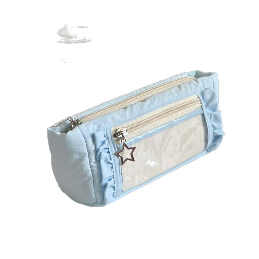 Mint Lace Pencil Case & Cosmetic Bag - Large Capacity, High Style, Ideal for Students