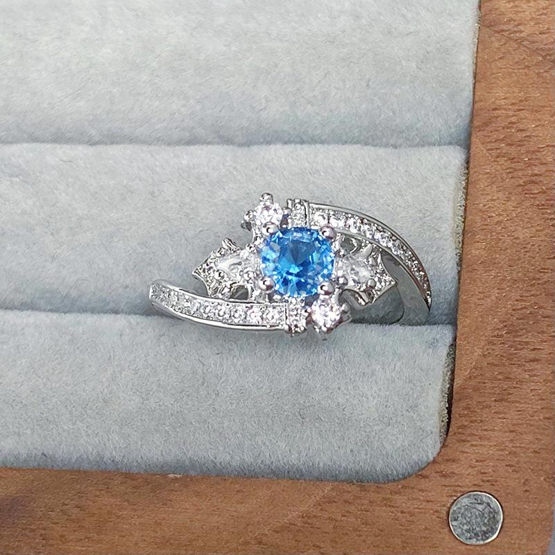 [Symphony Color Qi Ring] Color Treasure Small Sugar Cube Full Of Diamonds Zir*****Pening Ring Light Luxury Advanced Sense Niche Stacking Ring