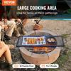X-Marks Fire Pit Grill Grate, Rectangle Cooking Grate, Heavy Duty Steel Campfire BBQ Grill Grid with Handle & Support X Wire, Portable Camping