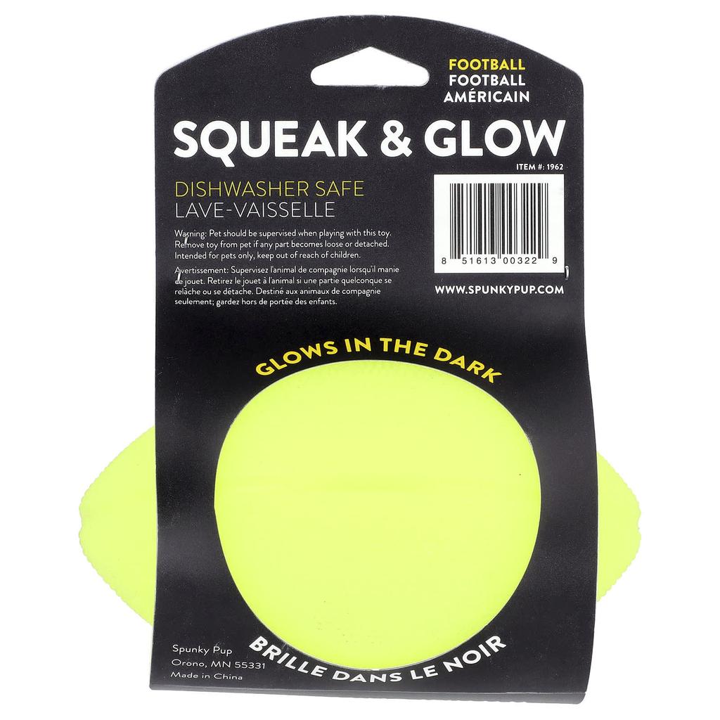 Spunky Pup, Squeak & Glow Football, 1 pc