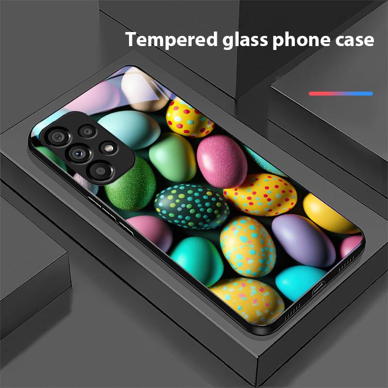 Colorful Flower Egg For Samsung Galaxy S10 S20 Plus S21 FE S22 S23 S24 FE S25 Ultra Black Tempered Glass Phone Case Hard Shell