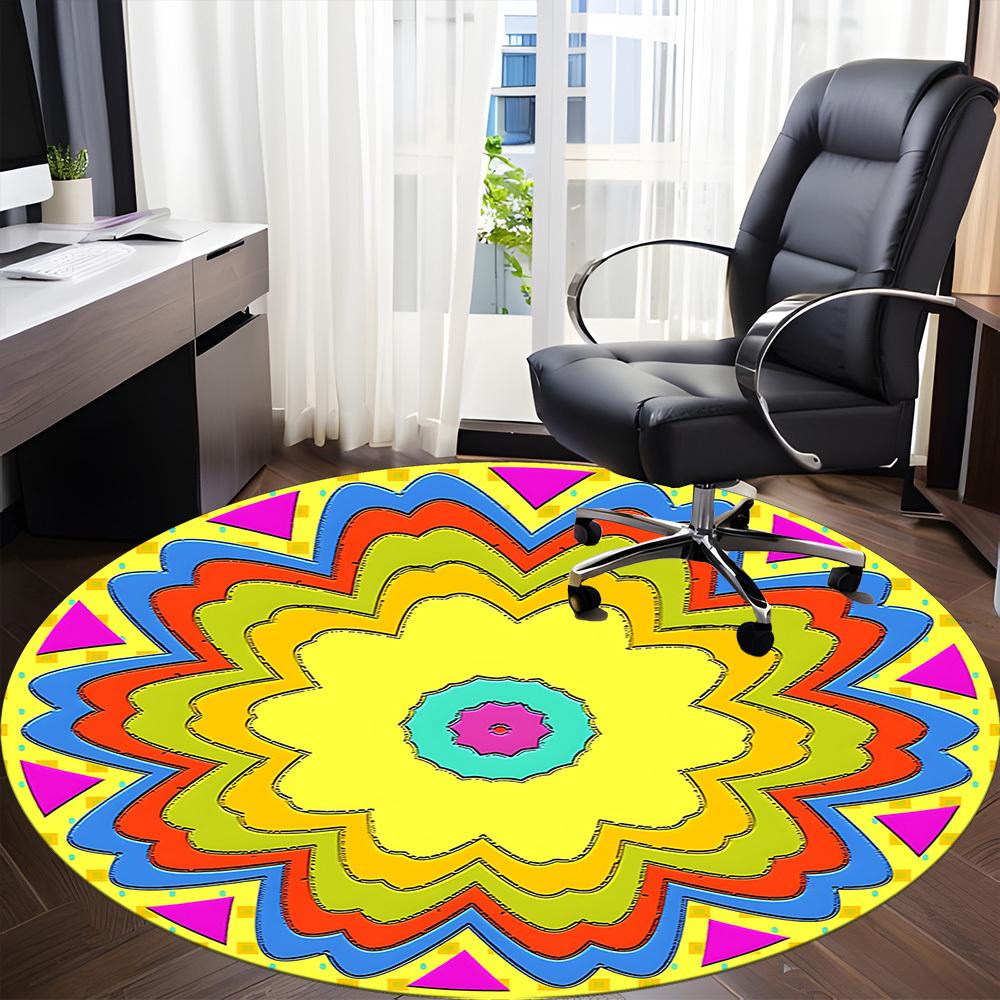 1pc Flower Mandala Chair Carpet for Office - Durable, Ideal for Chair Mats, Stylish & Functional Decorative Rug yy260130048