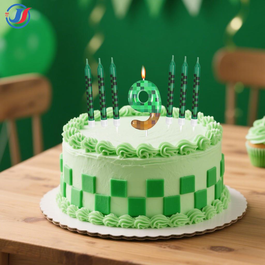 7 Peças Topper de Velas de Aniversário de Bolo de Mineiro de Pixel para Festa com Tema de Pixel, Festa de Aniversário, Suprimentos para Festa de Videogame para Meninos Meninas