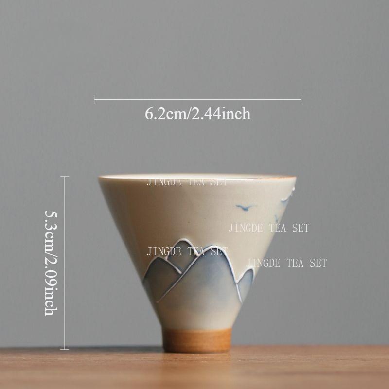 

1pcs 50ml Hand Drawn Landscape Hat Tea Cup Grass Ash Ceramic Underglaze Colored Tea Cup Owner s Single Cups Drinking Utensils 50ml