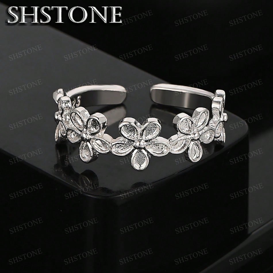 Anelli Placcati in Argento Sterling 925 Per Donna Coppia Minimalista Fatto a Mano Semplice Anello Grande Gioielli da Festa Regalo