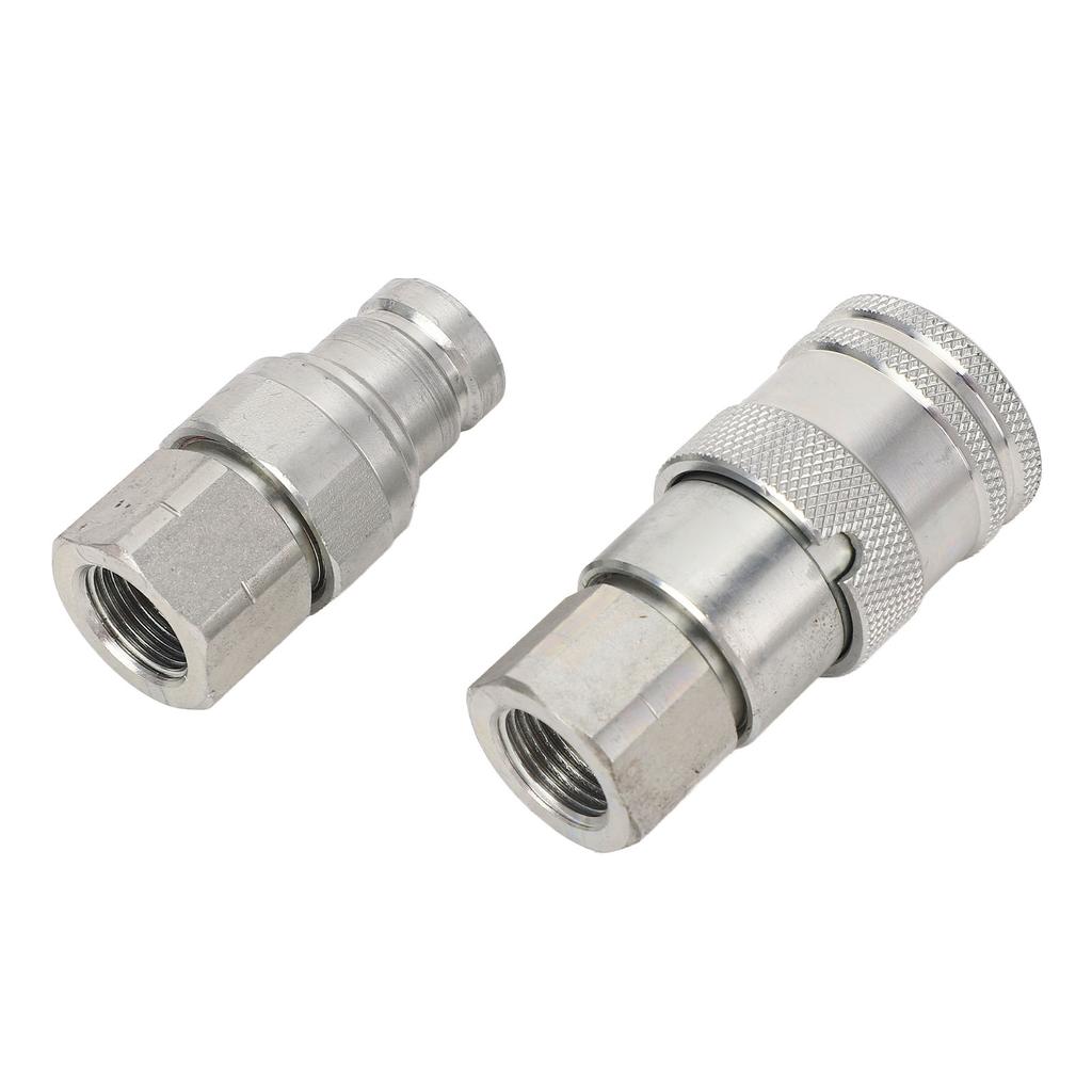 2Pcs Hydraulic Quick Couplers Flat Face 38in NPT Quick Connect Fittings Couplings with Covers for