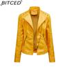 BITCED Spring/Autumn Women's Leather Jacket - Short Fit, Slim-Cut, Lightweight Leather Coat, Biker Style