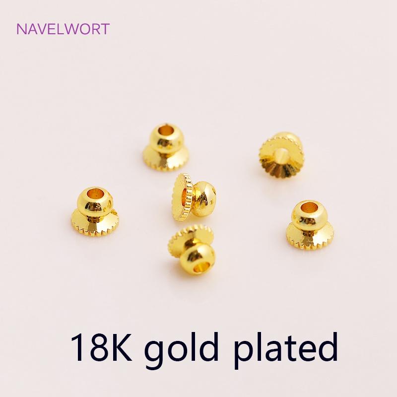 Brass Metal Beads Caps Spacer Beads For Bracelet Necklace Making Accessories 14K Real Gold Plated Separation Beads Wholesale