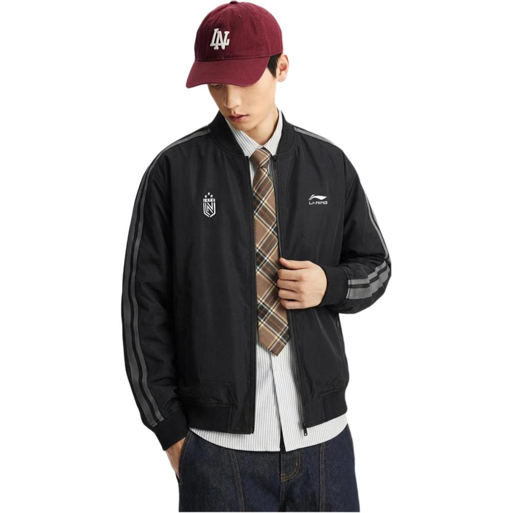 Li Ning Sports Lifestyle Series Baseball Collar Logo Couple Jacket Unisex jackets AJDW231-1