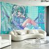 Anime Miku Wall Tapestry Aesthetic Wall Hanging Printed Fabric Blanket Decorative Tapestries for Bedroom Living Room Home Decor