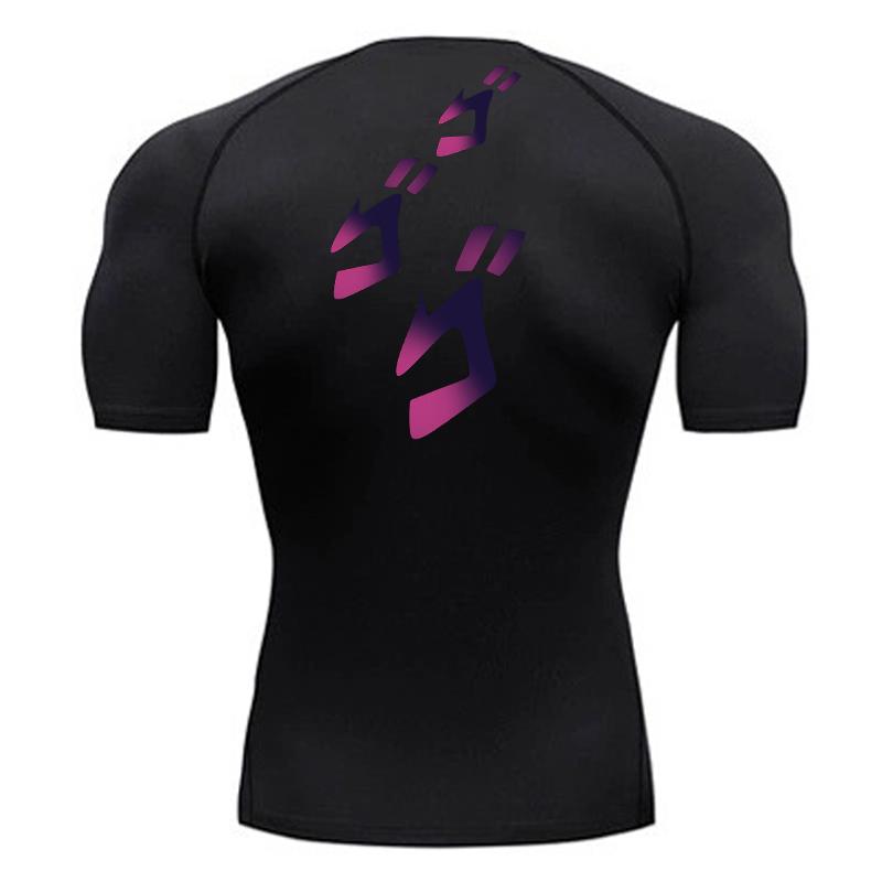 JOJO Print Compression Shirt for Men Gym Workout Running Tshirt Undershirts Baselayers Athletic Quick Dry Tees Tops Activewear