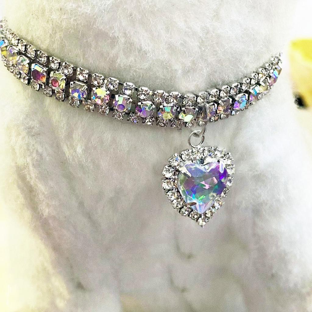 Herzförmig Tränenförmig Diamant Katzenhalsband Luxus Haustier Hals Dekorative Produkte Niedlich Bling Hund Kristall Anhänger Diamant Halsband