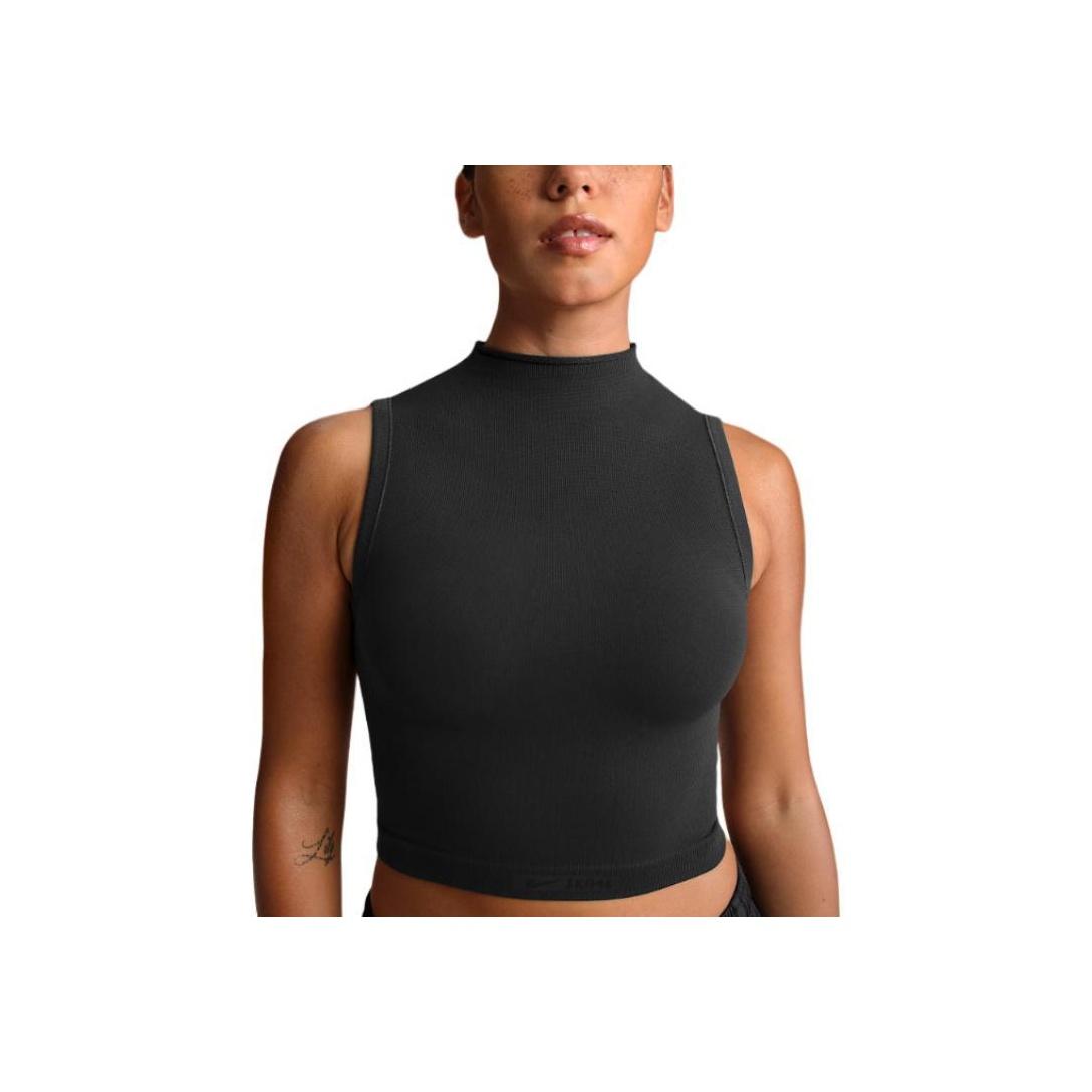 

Nike SKIMS Винтажный бесшовный топ-бра с высоким воротом Обсидиан Женские топы Черный TP-TNK-2954-OBD S