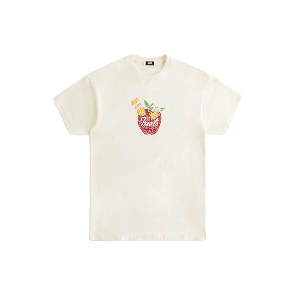Kith Treats Cider Series Cartoon Letter Pattern Apple Cider Round Neck Loose Short Sleeve T-Shirt Women Tops Off-White Kht030098-104
